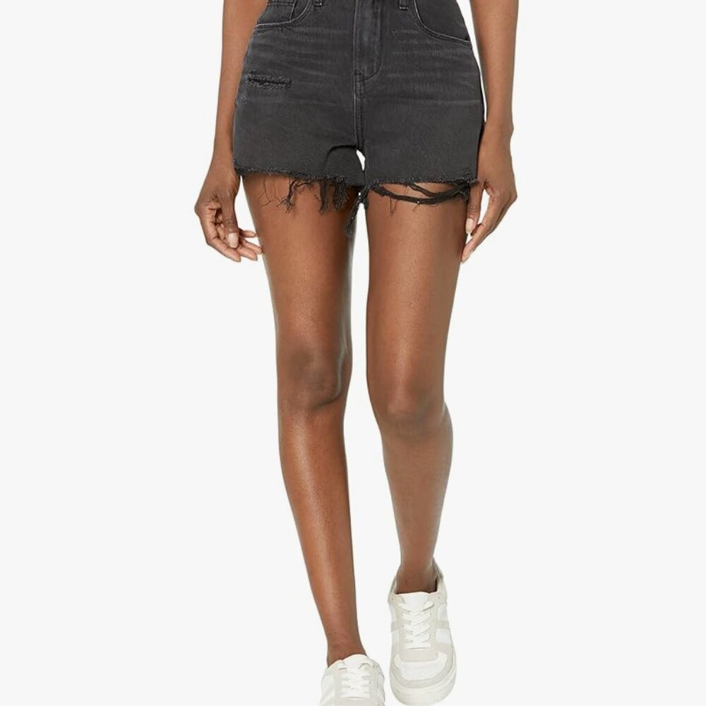 Reeve High-Rise Blank NYC Shorts Destructed Hem in Living Life Black Size 27 NWT